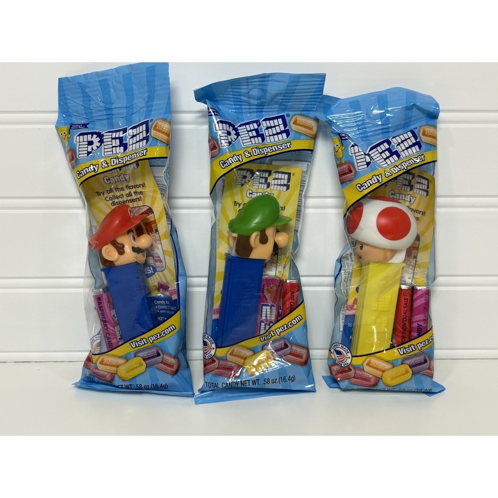 New Super Mario Bros PEZ Mario, Luigi, Toad NEW SEALED